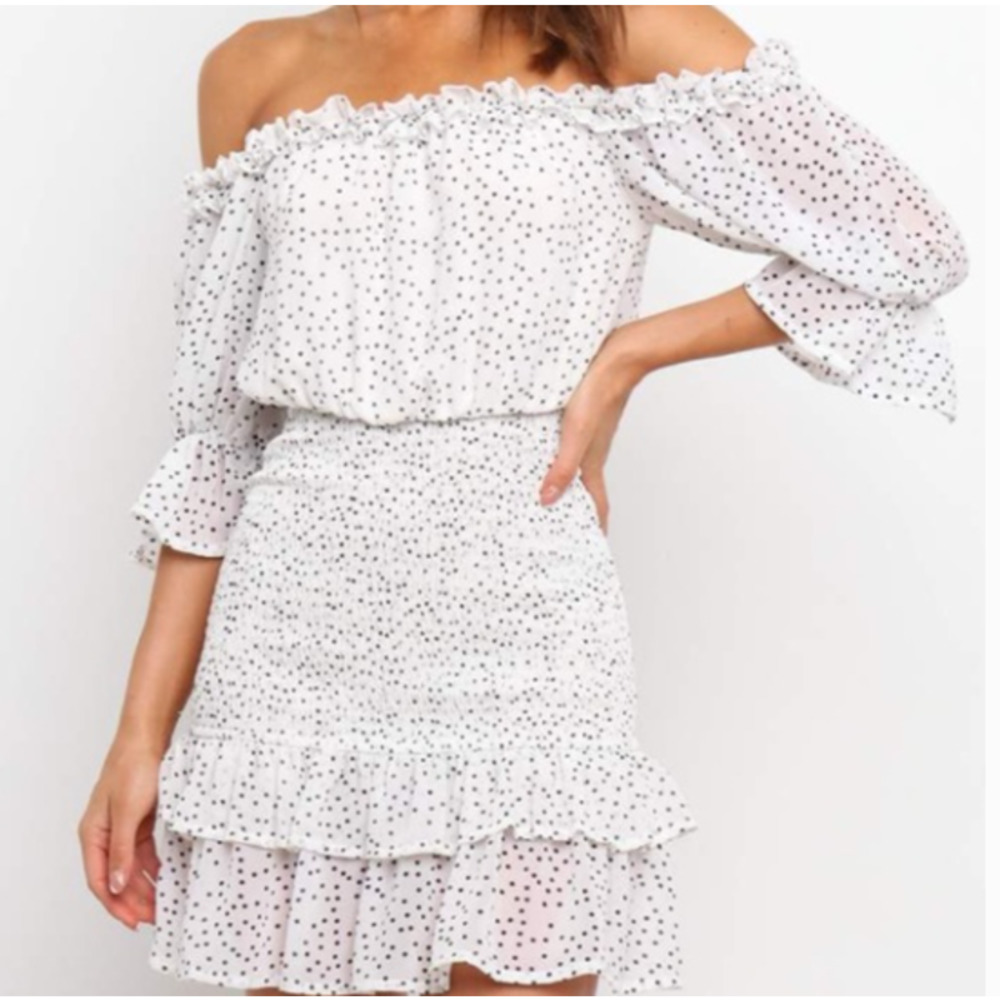 Petal & Pup Polka Dot Off Shoulder Mini Dress US 10